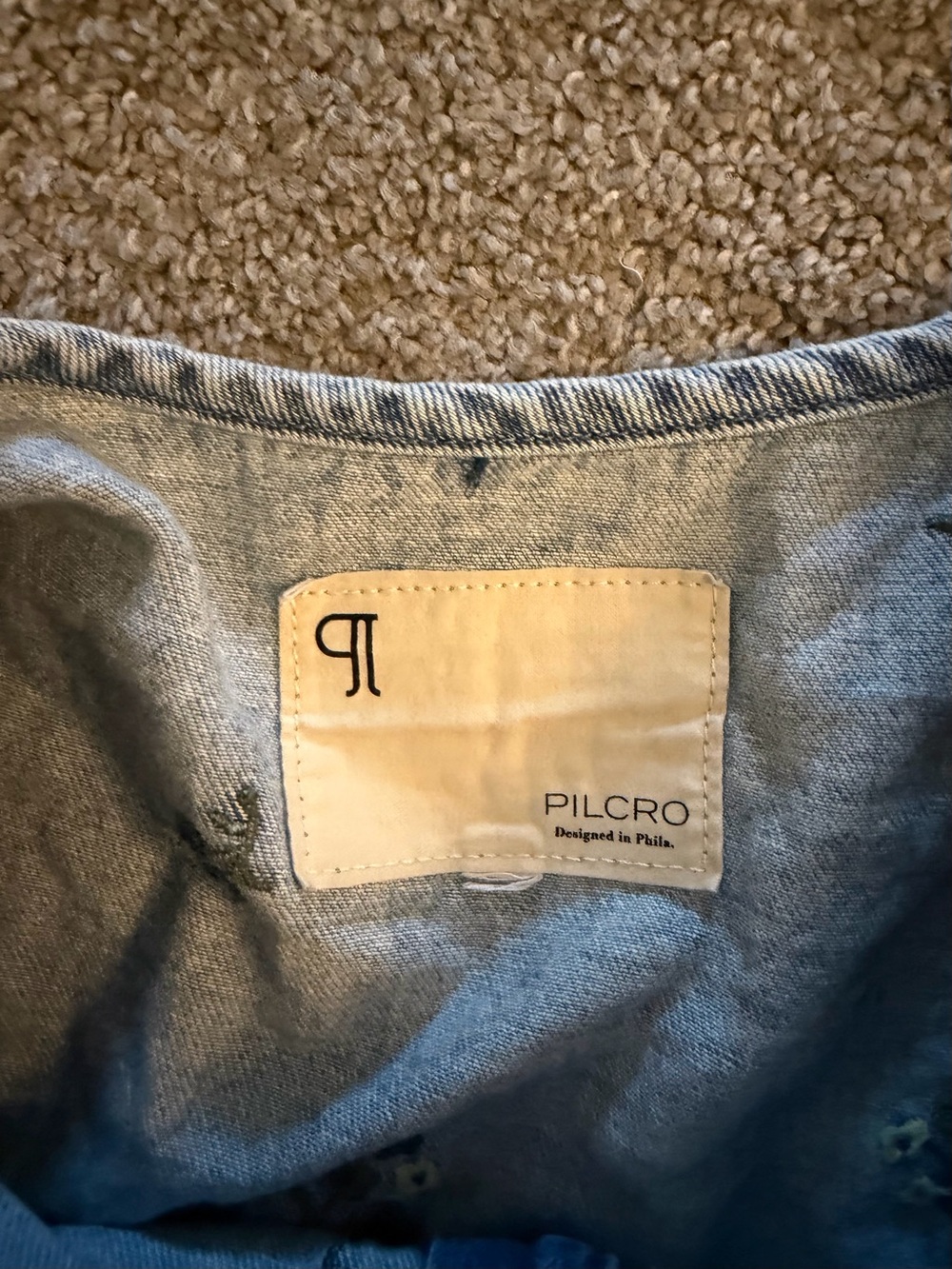 Pilcro Collarless Embroidered Denim Swing Jacket - Picture 3 of 3